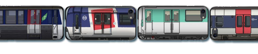 coque de téléphone trains fer, métro et transilien