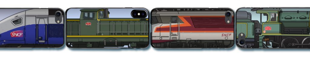 coque de téléphone illustrée trains et locomotives