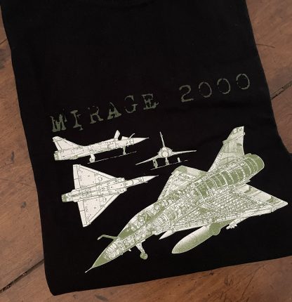 Tee shirt noir avion de chasse mirage 2000