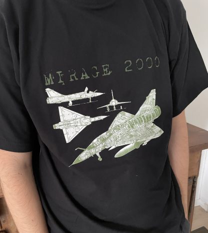 Tee shirt noir avion de chasse mirage 2000
