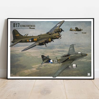 Affiche vintage aviation warbird Boeing B17 flying Fortress