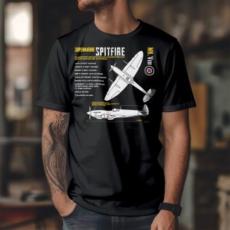 T-shirt noir Spitfire Supermarine – warbird RAF
